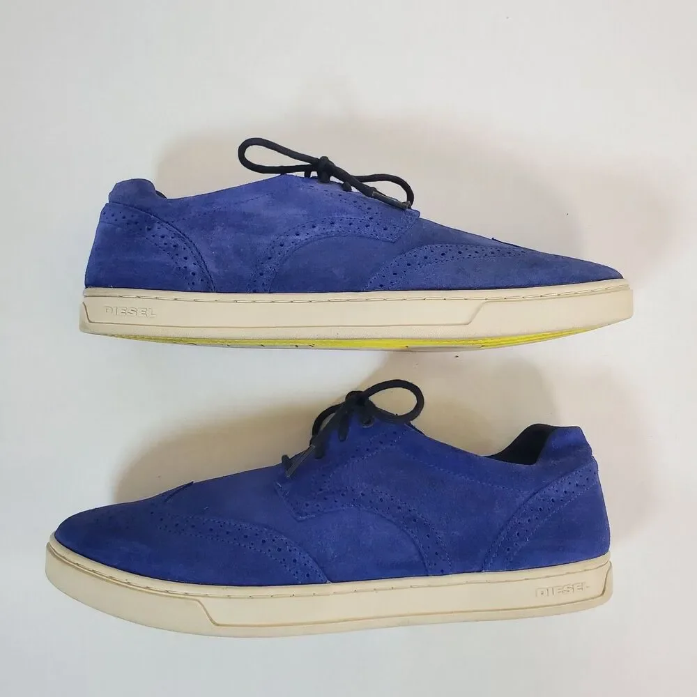 Diesel Prime Time Men’s Royal Blue Suede Sneakers Casual Shoes Size 11